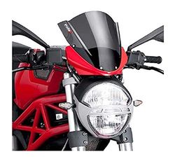 Puig 5650F Racing Screen for Ducati Original Fairing Monster 696/ 796/ 1100, Dark Smoke, Medium