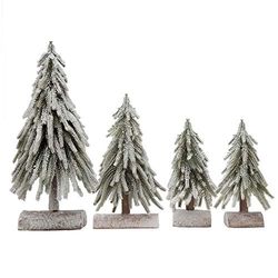 VGIA Lot de 4 Mini sapins de Noël à pulvérisation séparée avec Bases en Bois