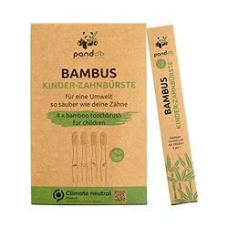 pandoo Zestaw 4 bambusowych szczoteczek do zębów | wegańskich | bez BPA | specjalnie dla dzieci | Bio i nie zawiera drewna | Bamboo Toothbrush