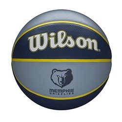 Wilson Pallone da Basket NBA TEAM TRIBUTE BSKT, Utilizzo Outdoor, Gomma, Misura 7, Blu/Blu Scuro (Memphis Grizzlies)