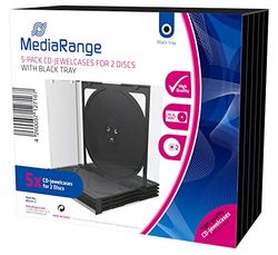 MediaRange BOX31-2 CD-tomt fodral (för 2 skivor, 10,4 mm, 5-pack) svart bricka