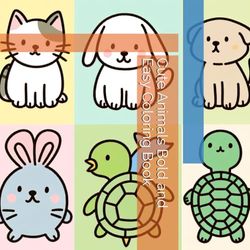 Cute Animals Bold and Easy Coloring Book