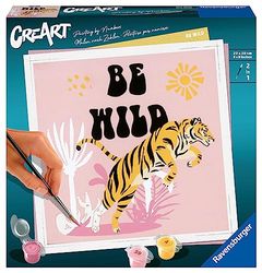 Ravensburger - Cre Be Wild: Tigre, Kit per Dipingere con i Numeri, Contiene Tavola Prestampata 20x20 cm, Pennello, Colori e Accessori, Gioco Creativo e Relax per Adulti 14+ Anni