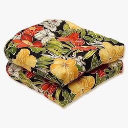 Pillow Perfect Clemens Noir Lot de 2 Coussins de siège touffetés (Dossier Rond), Noir