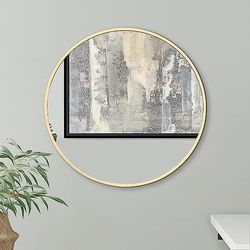 Americanflat Grand Miroir Rond Mural Doré Encadré de 51 cm - Décoration Murale pour Salle de Bain, Chambre, Entrée, Salon