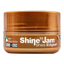 Ampro Shine-n-Jam Shea Edges - Infused with Shea Butter and Silk Protein to Moisturize Hair - Great for Taming Fringe, Ponytails, and Updos - Firm Tresses with Non-Greasy Shine - 2.25 oz
