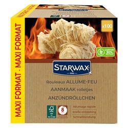STARWAX Vuurstarter Rolls-Snel aan Licht-Tot 8 Minuten Verbranding - FSC-BBQ en Open haarden, Hout, x100