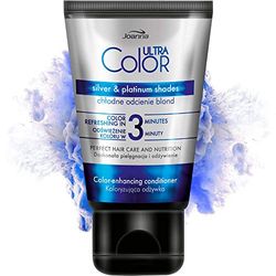 Joanna Ultra Color Après-shampoing protecteur de la couleur argent et platine pour cheveux naturels et colorés, sans ammoniaque, rafraîchissement et intensification des couleurs en 3 minutes, 100 ml