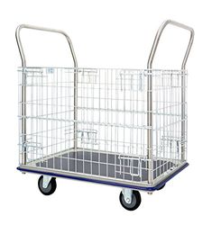 T-Equip, Carro de rejilla T-EQUIP GW-213, paragolpes, largo x ancho x alto: 960 mm x 610 mm x 1000 mm, capacidad de carga de 370 kg, acero inoxidable / azul