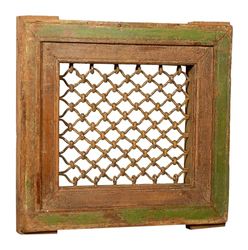 Biscottini Antiek massief houten raam 67,5 x 9,5 x 65,5 cm - decoratieve en functionele houten ramen - vintage houten raam