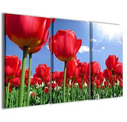 Impresiones sobre lienzo, tulipanes, cuadros modernos en 3 paneles ya enmarcados, lienzo listo para colgar, 120 x 90 cm