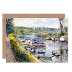 Artery8 Renoir Washhouse Boat At Basmeudon C1874 Painting Fine Art Greeting Card Plus Envelope Blank Inside Bateau La peinture