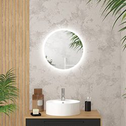 Aurlane Espejo de baño Redondo con iluminación LED – Diámetro: 50 cm – GO LED