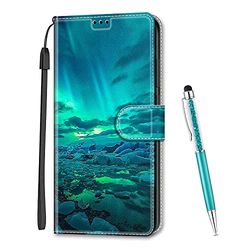 MadBee Hoesje voor iPhone 6S / iPhone 6, lederen Flip beschermhoes met kaartsleuf en portemonnee Standfunctie Magnetisch Stylus voor iPhone 6S (Noorderlicht)