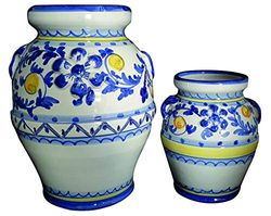 ORCIO BAROCCO IN CERAMICA DI VIETRI, REALIZZATO E DIPINTO A MANO; ALTEZZA CM. 20, DIAMETRO DELLA PANCIA CM. 17 ANFORA GIARA VASO TERRACOTTA COTTO