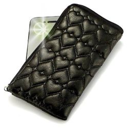 PhoneMate "Mademoiselle" etui na karty - etui z brokatem, neonowy zielony pasek na nadgarstek do LG KP105 pokrowiec/portfel, organizer na karty - czarny