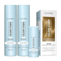 Clairol Colour Studio Permanent Colour Cream Hair Dye Long-lasting Rich Tones 100% Grey Coverage Hair Colouring Kit 3-step Hair Colour Routine 8/0 Butterscotch Blonde