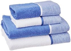 CREOLE Riga Toallas de Baño, Algodón, Azul, 2+2, 4 Unidades