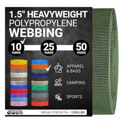 Strapworks Sangle en polypropylène Lourd – Sangle en polyéthylène Robuste pour réparation d'équipement de Bricolage en extérieur, 3,8 cm x 9,1 m, Olive terne