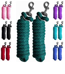 Majestic Ally Lot de 2 Cordes de Plomb en Poly Solide pour Chevaux et bétail – 3 m de Long et 1,5 cm d'épaisseur – Mousqueton Robuste remplaçable – Fait à la Main – Doux, Toucher cassé