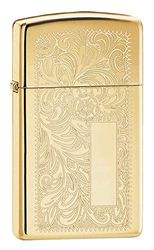 Zippo Unisex's Slim Windproof Lighter, High Polished Brass