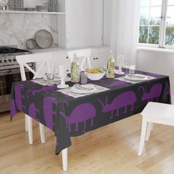 Bonamaison, Anti-moisissure, Séchage Rapide, Résistant aux Taches, Lavable en Machine, 100% Polyester Nappe de Table, Violet, Noir, 140 x 160 Cm - Conçu et Fabriqué en Turquie