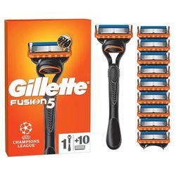 Gillette Fusion5 Razor for Men, 1 Gillette Razor, 10 Razor Blade Refills, with Lubrastrip for a Close Shave