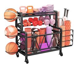 Halterstandaard met wielen voor trainingsapparaten, gewichten, yoga-apparaten, kettlebells, rek, fitnessstudio, thuis