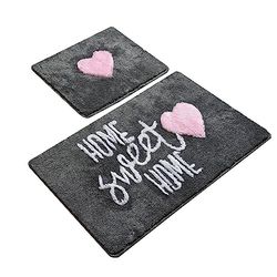 Set de tapis de bain (2 pièces) home sweet home fond gris foncé