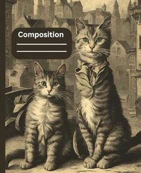 Vintage Composition Notebook vintage cat themed cover: Vintage Cat Illustration Includes Schedule Worksheet & Handy Conversion Vintage Cats in city