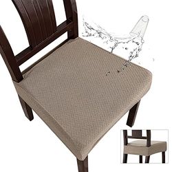 Seat Covers for Dining Room Chair Covers Dining Chair Covers (6 PCS-Rear-Covered, Taupe)