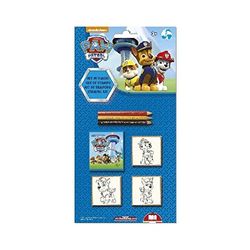 Multiprint Set med 2 Barnstämplar och 18 färgade markörer Paw Patrol Girl, tillverkade i Italien, babystämpelset, trä och naturgummi, giftfritt tvättbart bläck, presentidé, art.86913