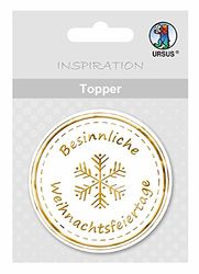 Ursus- Topper per Festa di Natale, 8 Pezzi, Bianco/Oro, 56700013