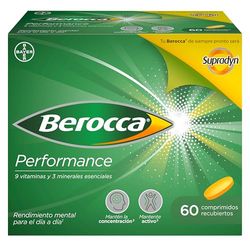 Berocca Performance complexo de vitaminas e minerais sem cafeína, contribui para o desempenho mental e físico, 60 comprimidos
