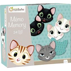 Avenue Mandarine - Ref JE505O - Children's Memory Game - Find Identical Pairs of Cats - 24 Cat Head Cards Included, Observation & Association, Suitable for Ages 2+
