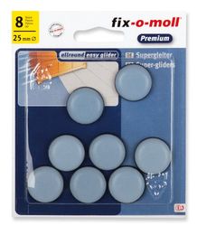 fix-o-moll 3566480 - Base deslizante para móveis (Teflon, 25 mm, 8 unidades, autoadesivo), cinzento