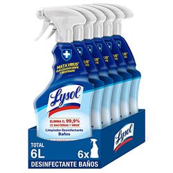 Lysol - Limpiador Desinfectante Antical Baño, mata virus y bacterias sin lejía, aroma frescor marino - pack de 6 x 1 L, total 6L