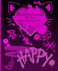 Punk Themed Cheshire Cat Composition Notebook: College Ruled, (200 sheets) [7.5" x 9.25"]