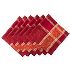 DII Traditional Harvest Wheat Jacquard Collection Ação de Graças outono decoração de mesa damasco algodão conjunto de guardanapos quadrados, 20 x 20 polegadas, videira de abóbora laranja queimada, 6