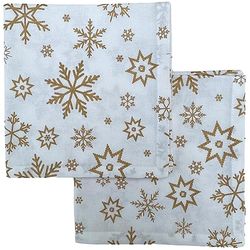 Christmas Napkin - Cotton Napkins for Christmas-Themed Dining Table Setting & Silverware - Gold Napkins with Snowflakes - Ragged Rose Gift Wrapped Cloth Napkins Set of 4-40 cm x 40 cm