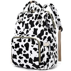 Xunteny Baby Changing Bag Backpack for Moms Girls Boys, Women Waterproof Large Maternity Nappy Diaper Bags (Cow Print)