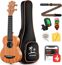 Donner Ukelele de concierto Principiante Caoba Kit de ukelele de 23 pulgadas con lección en línea gratuita Bolsa para concierto Correa Cuerdas de nailon Afinador Púas Tela DUC-1 Elección de regalo