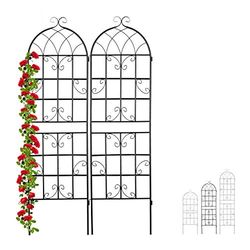 Relaxdays klimplantenrek metaal, 2 stuks, voor in de tuin, plantensteun voor klimplanten, 180 x 50 cm, trellis, zwart