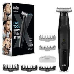 Braun REGOLABARBA UOMO e RASOIO ELETTRICO BARBA E Capelli Series X, Testina Flessibile Con lama 4D A Due Direzioni E Protezione SkinShield, 45 Minuti Di Utilizzo Senza Fili, Idea Regalo, XT3200