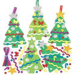 Baker Ross Christmas Tree Mix and Match Decoration – Pack of 8, Kids Make Your Own Christmas Decoration, Christmas Bauble Arts and Crafts (FE880)