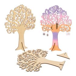 Baker Ross FX953 Portajoyas de Madera con Filigrana - Pack de 3, Kits de manualidades de madera para pintar para niños