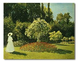 Cuadro Decoratt: Señorita en el jardin (Sainte Adresse) - Claude Monet 94x75cm. Cuadro de impresión directa.