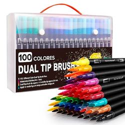 DAM 100 viltstiften BLACK LINEcolor dubbele punt, fijne punt 0,4 mm en professionele aquarelpenseelpunt, ergonomische ronde vorm voor lettering 1 x 1 x 16 cm, kleur: koe bruin