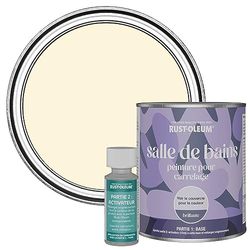 Rust-Oleum Peinture Blanche Résistante à l'eau pour Carrelage de Salle de Bain, Finition Brillante - Crème Fouettée 750ml
