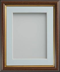 Frame Company Eldridge Mahogany Photo Frame with Light Blue Mount, 10x8 for 6x4 inch, fitted with perspex